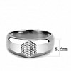 Slickblue Polished Stainless Steel Men's CZ Ring - Clear Stone Fashion Band, Stylish Wedding & Anniversary Ring, Size 8-13 - 2 of 4