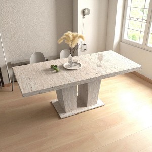 Mshliw Rectangular Extendable Dining Table for 6–10 People, Modern MDF & Melamine Table with Thick Top and Wide Legs, 160–200 cm for Dining Room - 1 of 4