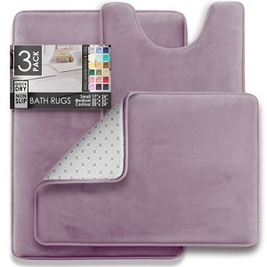 Hearth & Harbor Bathroom Rugs, Ultra Soft Velvet Memory Foam Bath Mats with PVC Backing - 1 of 4