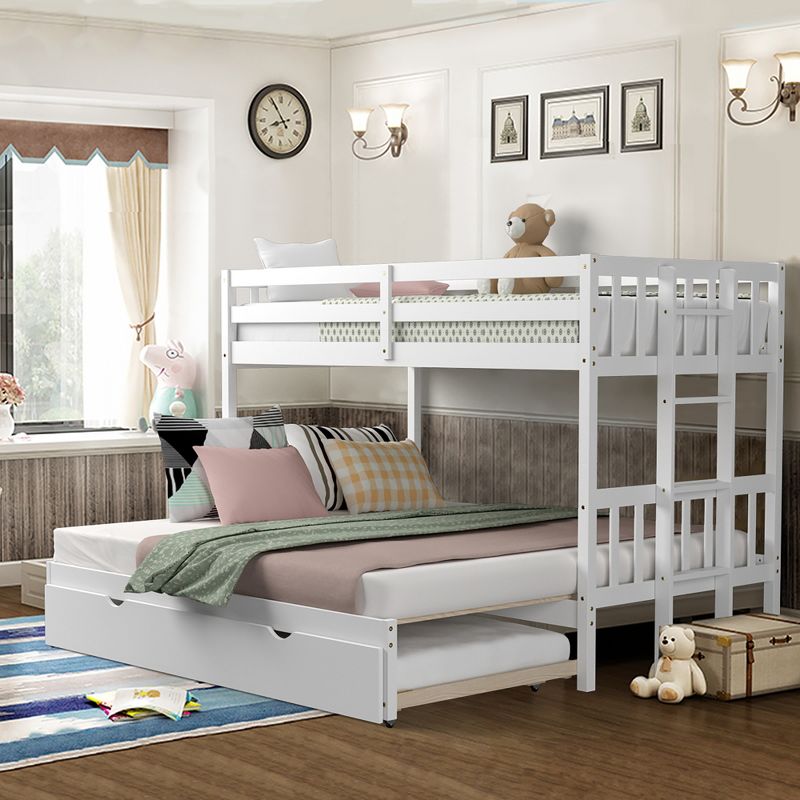 Costway Twin Over Twin Pull-Out Bunk Bed with Trundle Wooden Ladder White\Espresso, 1 of 11