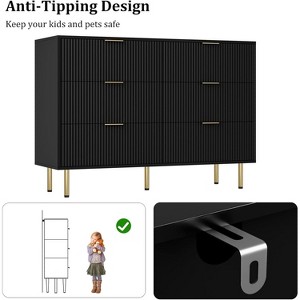 Acekool 6 Drawer Dresser, Fluted Chest with Handles, Modern Storage Cabinet for Living Room - 1 of 4