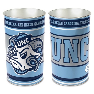 NCAA North Carolina Tar Heels Waste Basket: Indoor Tin Trash Can, Open Top