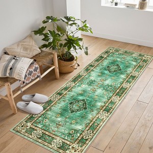 Area Rugs: Washable Non-Slip Vintage Boho Carpet, Soft Low Pile Foldable Stain Resistant Rug for Living Room, Bedroom, Home, Dining Room - 1 of 4