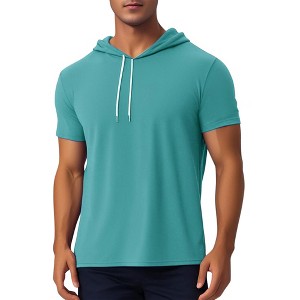 INSPIRE CHIC Men's Casual Short Sleeve Solid Color Drawstring Hooded T Shirts - 1 of 4