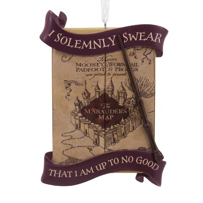 Image of Hallmark Harry Potter Marauder's Map with Wand Christmas Tree Ornament