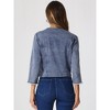 Allegra K Women's Cropped Denim Jacket 3/4 Sleeves Frayed Casual Collarless Jean Jackets - 3 of 4
