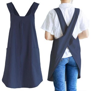 Cook with Style: Unisex Japanese Linen Crossback Apron - Charming Design with Convenient Pockets for an Enjoyable Baking Experience - 1 of 4