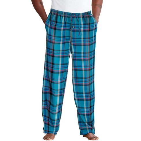 KingSize Men's Big & Tall Flannel Plaid Pajama Pants - Tall - XL, Teal  Plaid Green Pajama Bottoms