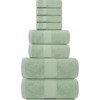 BRINJOY Luxury Bath Towel Set of 8 - 100% Turkish Cotton Highly Absorbent, 2 Luxury Bath Towels 700GSM, 2 Hand Towels, 4 Washcloths, Green - 3 of 4