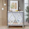 Mirror Trim Sideboard Buffet Cabinet, Storage Cabinet with Crystal Handles, Spliced Panel Design for Living Room, Dining Room, or Entryway–Cuddlewood - 2 of 4