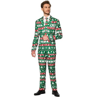 Suitmeister Men's Christmas Suit - Christmas Green Nordic - Green ...