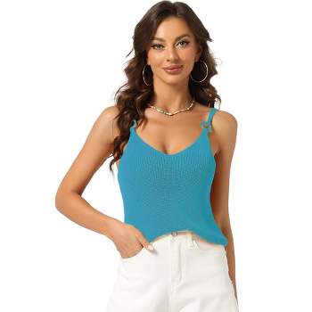 Allegra K Women's V Neck Lace Trim Cami Tie Front Sleeveless Crop Tops Sky  Blue X-small : Target