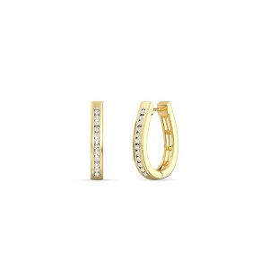 Gilded Lab-Grown Diamond Channel Set Hoop Earrings for Women in 925 Sterling Silver and 14KT Yellow Gold-Plated | 1/4, 1/2, 1 Carat Total Weight - 1 of 4
