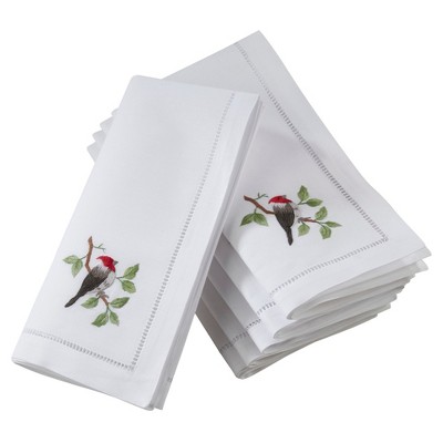 Saro Lifestyle Cotton Table Napkins With Embroidered Woodpecker Design (Set of 6)