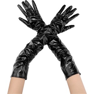 INSPIRE CHIC Women's Faux Leather Shiny Full Finger Opera Long Evening Gloves - 1 of 4