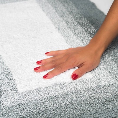 Whitney Ombre Gray Cotton Reversible Bath Rug Set