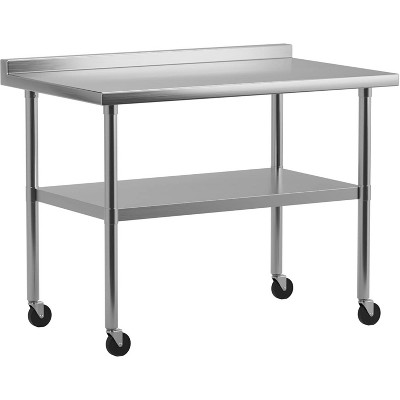Heavy-Duty Stainless Steel Work & Prep Table, NSF Commercial-Grade Table with Adjustable Lower Shelf for Kitchen, Restaurant, Home, Garage, Hotel