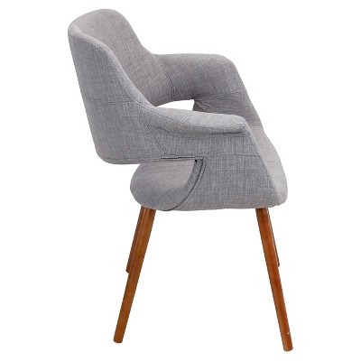 Mid-Century Modern Light Grey Parsons Arm Chair with Walnut Wood Legs
