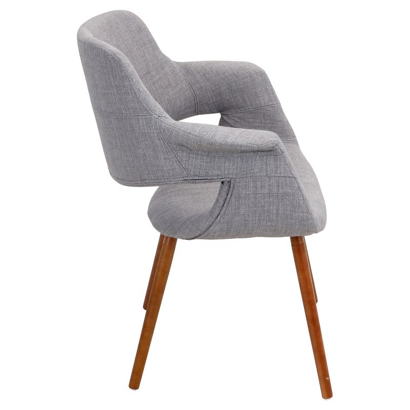 Vintage Flair Mid Century Modern Walnut Wood Legged Dining Chair Polyester/Light Gray - LumiSource, 4 of 11