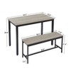Aukfa Dining Table Set for 4, Kitchen Room Table Set with 2 Benches, 3-Piece Dining Chairs Set for Breakfast Nook, Grey - 3 of 4