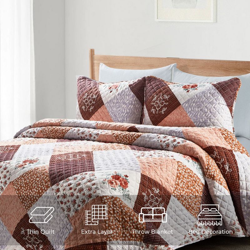 Peace Nest Premium Microfiber Ultra Soft Reversible Quilted Coverlet Set, 3 of 7