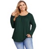 Women's Plus Size Pleated Front Long Sleeve Top - Convertible Cuff Loose Fit Blouse - 2 of 4
