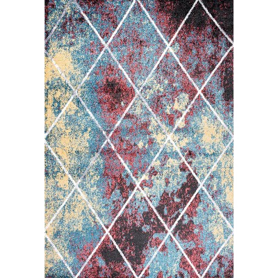 Cole 4x6 Multi/White Synthetic Trellis Area Rug