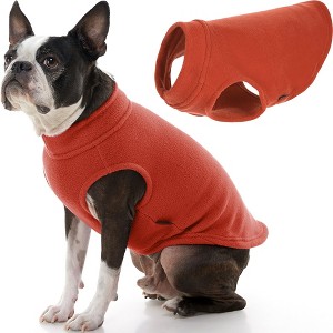 Gooby Stretch Fleece Vest, Pullover Fleece Vest Jacket Sweater for Dogs, Pumpkin, Large Length (13") - 1 of 2