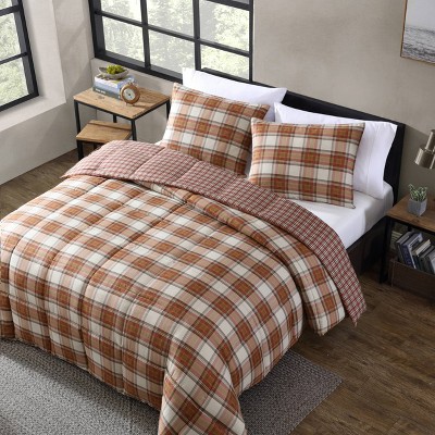 Full Red Plaid Reversible Down Alternative Comforter Set