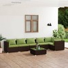 vidaXL 7-Piece Patio Lounge Set with Comfortable Cushions - Poly Rattan Outdoor Furniture in Brown and Green - 2 of 4