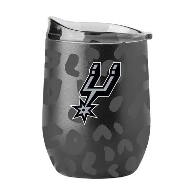 NBA San Antonio Spurs 16oz Leopard Powder Coat Curved Beverage Can - Black