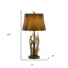 HomeRoots 33" Brown Antlers Table Lamp With Brown Drum Shade - 3 of 3