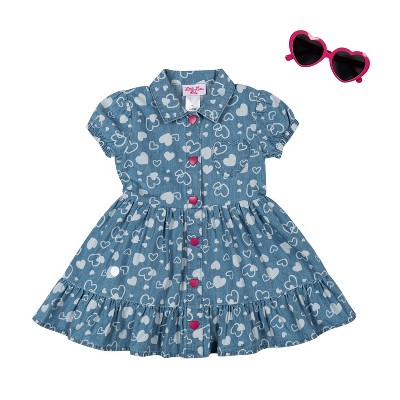 Little Lass Toddler Girls Valentine's Day Themed Dress and Sunglasses