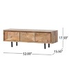 52" Boho Mango Wood TV Stand,Handcrafted Media Console with 3 Cabinets and Iron Legs,Fits 50-59" TVs for Living Room-Baofuwish - 4 of 4