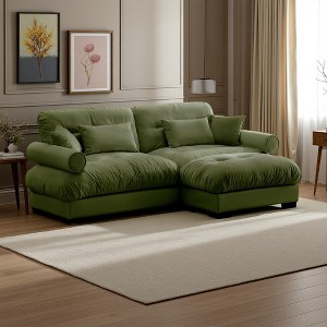 94" Velvet Modular L-Shaped Sectional Sofa with Ottoman - 1 of 4
