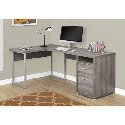 Monarch Specialties 78.75" Reversible Home Office L-Shape Computer Desk in Dark Taupe