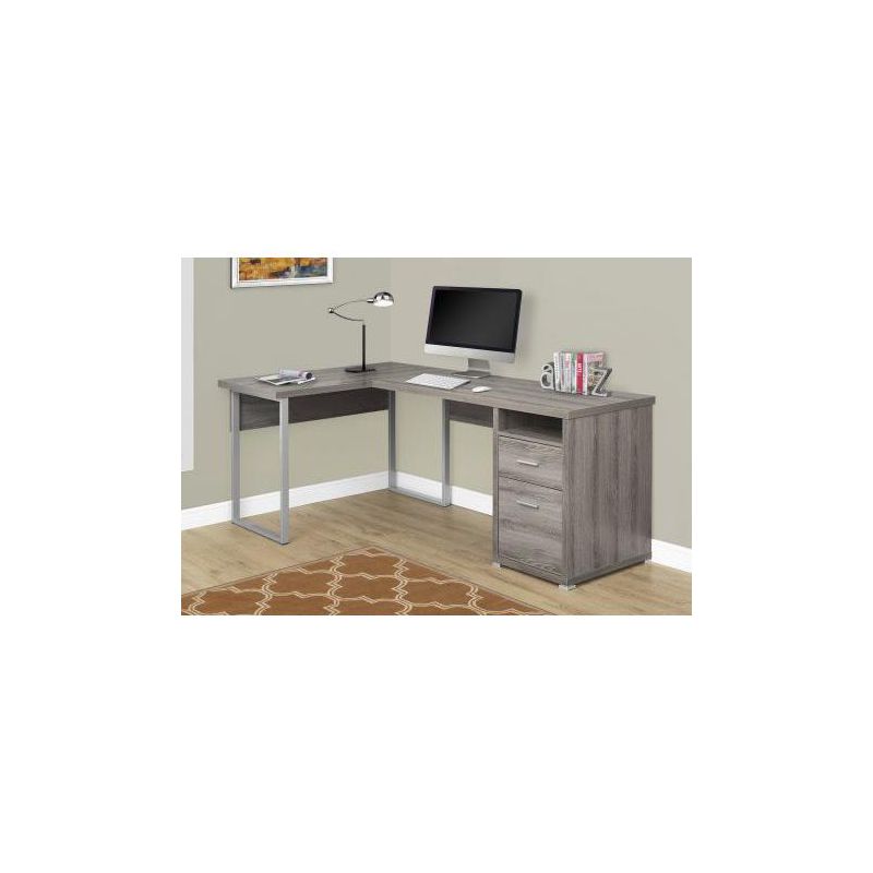 Monarch Specialties 78.75" Reversible Home Office L-Shape Computer Desk in Dark Taupe, 1 of 5