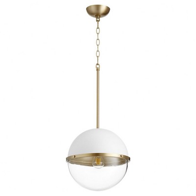 Quorum Lighting 1 - Light Pendant in  Studio White/Aged Brass