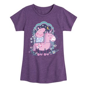 Girls' - Peppa Pig - Dreamland Unicorn with Flowers Fitted Short Sleeve Graphic T-Shirt - 1 of 4