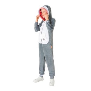 Kids' Shark Hooded Onesie Halloween Costume Jumpsuit - 1 of 2