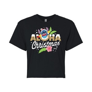Women's - Lilo and Stitch - Aloha Christmas Cropped Graphic T-Shirt - 1 of 4