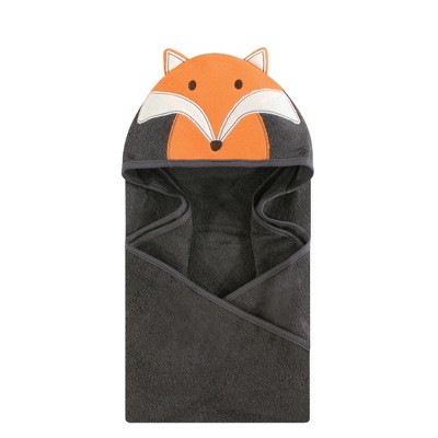 Hudson Baby Infant Cotton Animal Face Hooded Towel, Modern Fox, One Size