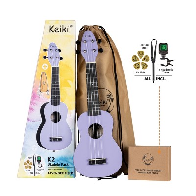 Ortega Guitars Keiki K2 Series Soprano Ukulele Pack - Includes: Tuner, Picks, Strap & Tote Bag