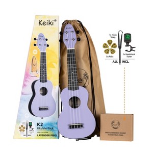 Ortega Guitars Keiki K2 Series Soprano Ukulele Pack - Includes: Tuner, Picks, Strap & Tote Bag - 1 of 4