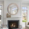 Washed Natural Wood Round Wall Mirror with Beaded Trim, Elegant Decorative Accent for Entryway, Bedroom or Living Room-The Pop Home - 3 of 4