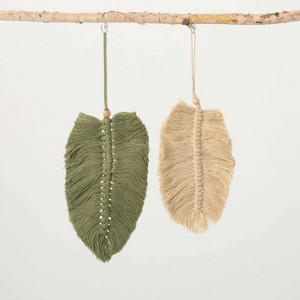 Bo-Ho Feather Ornament Multicolor 8"H  Set of 2 - 1 of 2