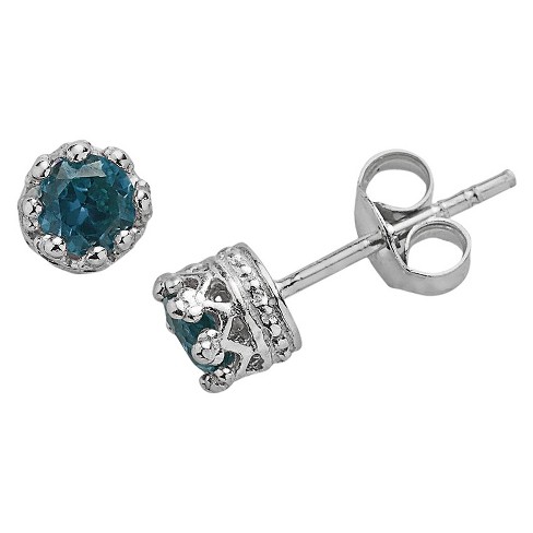 London Blue Topaz Stud Earrings - Silver