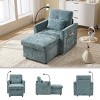 Multifunctional Chenille Chaise Lounge Recliner with Hidden Storage, Adjustable Phone Holder & Side Pockets for Small Spaces-3irtyhousy - 3 of 4