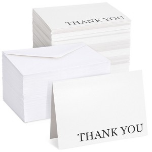 Sustainable Greetings 120 Thank You Cards Bulk with Envelopes for Weddings, Bridal Showers, Graduations, Black and White Design (5x4 In) - 1 of 4