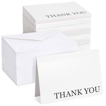 Sustainable Greetings 120 Thank You Cards Bulk with Envelopes for Weddings, Bridal Showers, Graduations, Black and White Design (5x4 In)